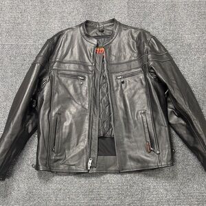 Hot Leathers JKM1011 Mens’s Black Leather Vented Motorcycle Racer Jacket